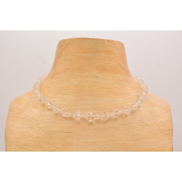 Vintage Crystal Beaded Collar Necklace Clear Faceted D.B. Metal Signed Bin3A - Picture 2 of 12